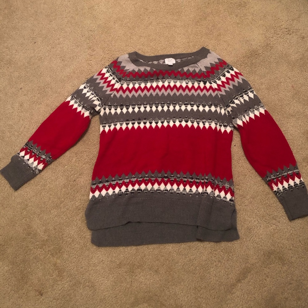 New York & Company Red and Grey Sweater